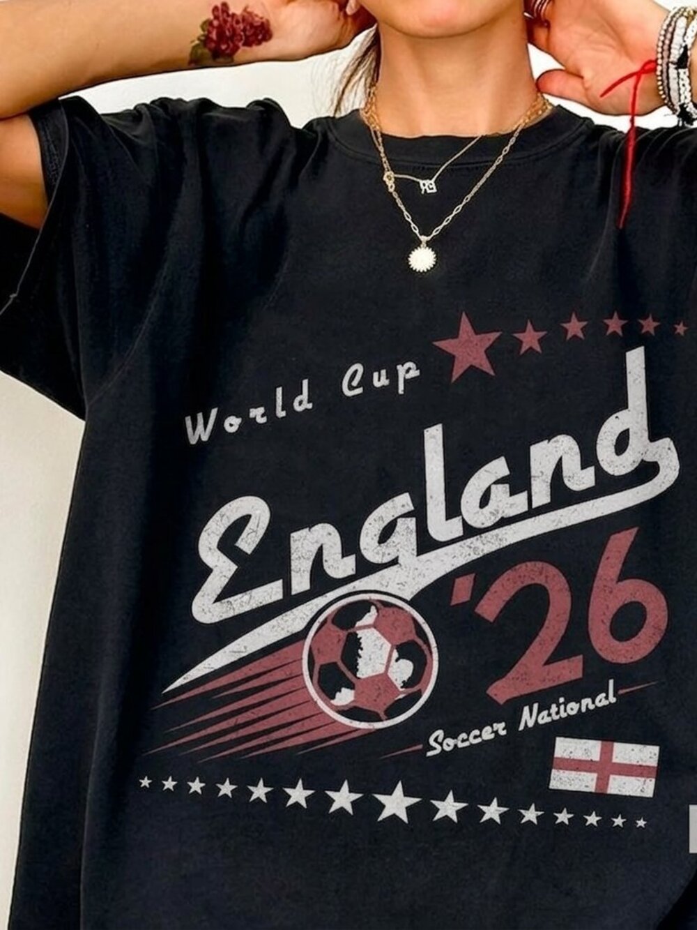 Retro England Soccer Graphic Tee, 90s Football Fan Vintage Shirt - Picture 1 of 3